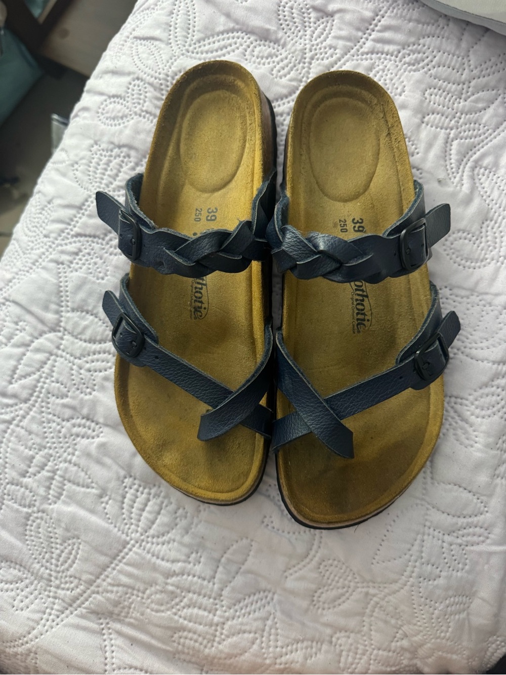 Braided Double-Strap Women’s Sandals in Navy
